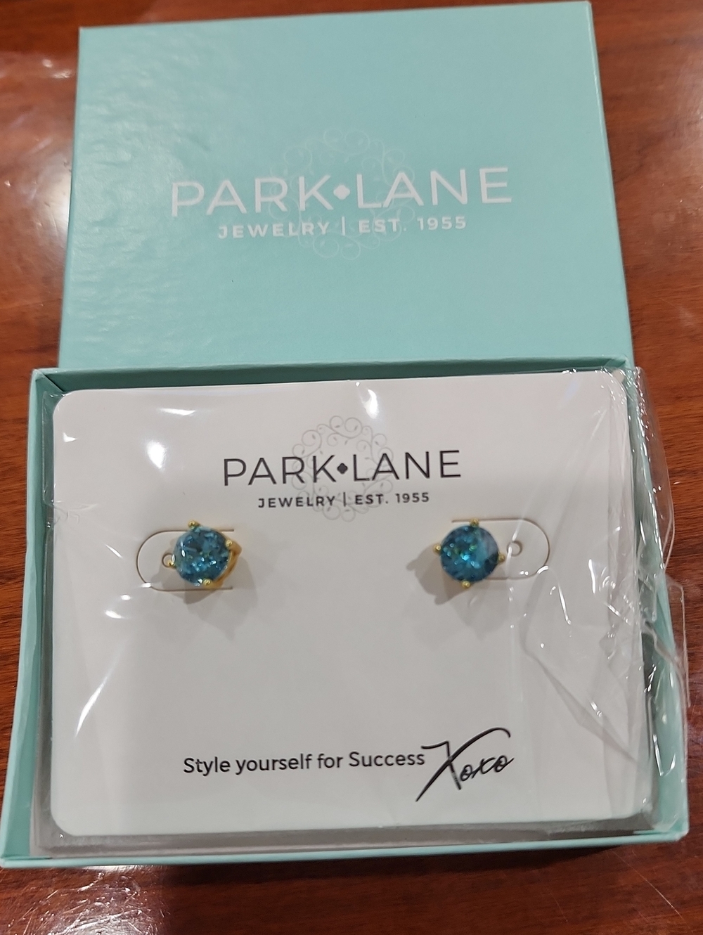 Park Lane Aquamarine Impression Gold-Tone Stud Earrings